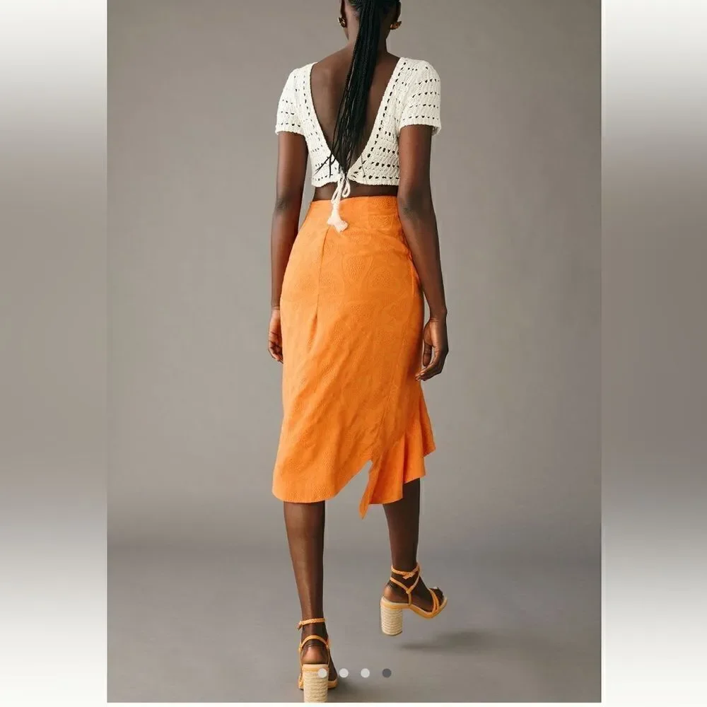 Maeve Slim Ruffle Wrap Skirt